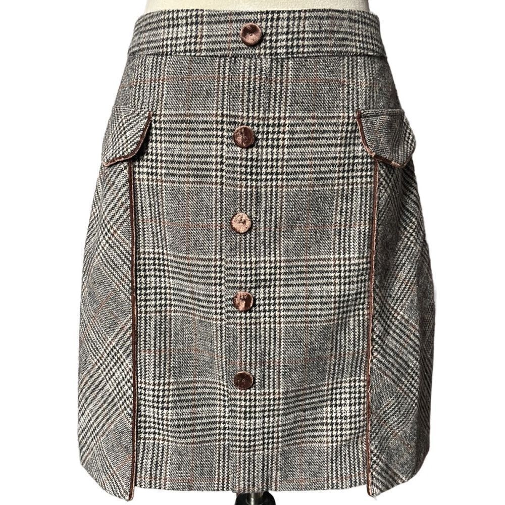 Bagatelle Collection Multicolored Plaid Tweed Lined Skirt (Size: Medium) - Picture 2 of 15